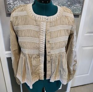 7 For All Mankind Beige Embroidered Jacket